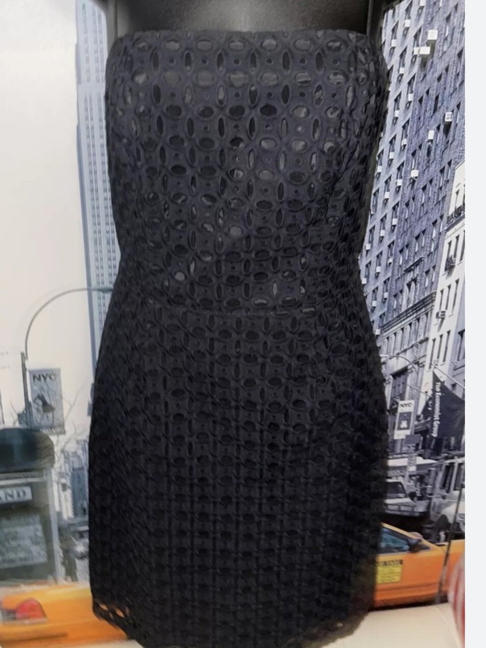 Black Spaghetti Strap Eyelet Cut-Out Dress